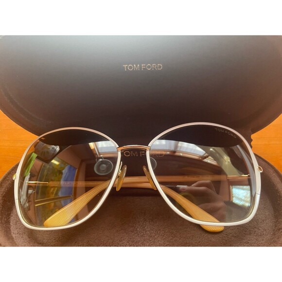 Tom Ford Solange TF319 Women's Sunglasses - White/ Gold 32F Brown Fade Lense - Picture 7 of 7
